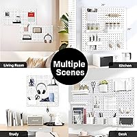 Vista 8 de 4 Piezas Paneles de Tablero Perforado, Soporte de Pared de Tablero Perforado ABS Blanco, Fácil Instalación para Sala de Manualidades, Garaje