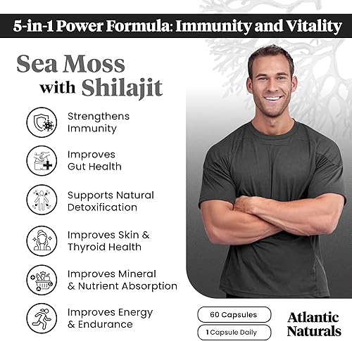Miniatura 4 de Atlantic Naturals Paquete de superalimentos de musgo marino Musgo marino con cápsulas Shilajit 5 en 1 y polvo de musgo marino con ashwagandha, raíz