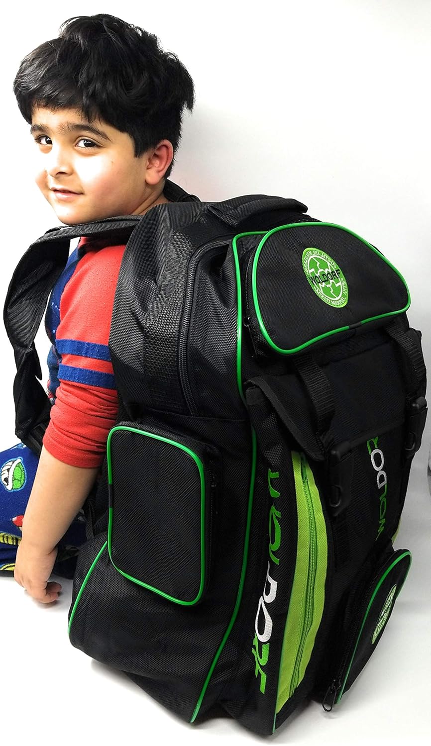 Nylon Waterproof Backpack with Spacious Mesh Compartments - Amazing Heavy Duty Backpacking for BJJ Training, Gym, Hiking and Best for Laptop Storage - Black Green Large