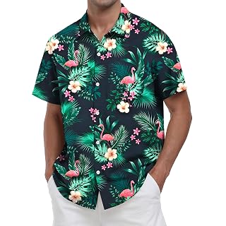 Camisa Masculina Havaiana de Botão Casual Praia Manga Curta