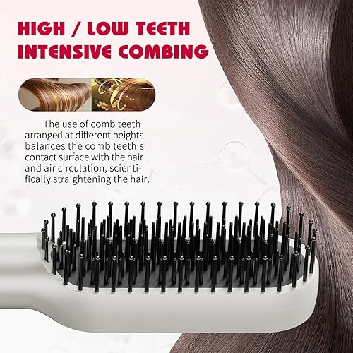 Miniatura 2 de BLUSHMARKS Cepillo alisador de cabello, cepillo para alisar el cabello, plancha plana para cabello suave y antiencrespamiento, doble voltaje,