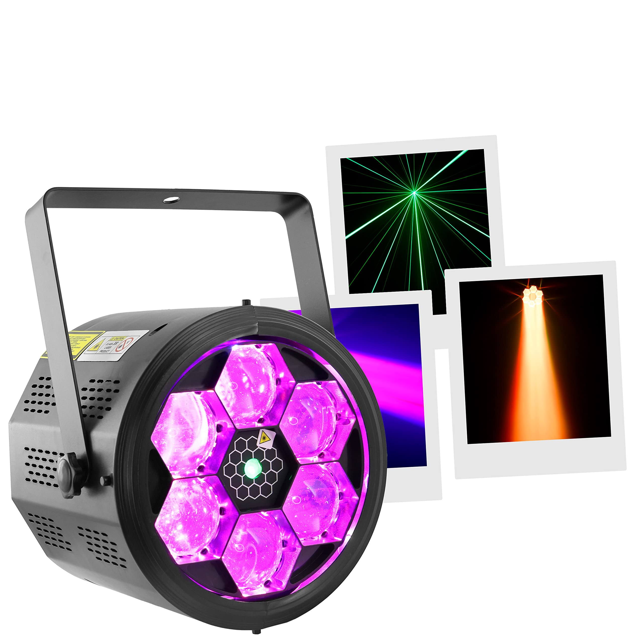 BoomTone DJ BEE-FX LZR 6 diod LED RGBW 10 W, 2 efekty w 1, zielona lampa sceniczna, LZR, automatyczne wykrywanie muzyki, tryb DMX, idealny na imprezę, Boże Narodzenie, wieczór, DJ, klub, taniec, ślub