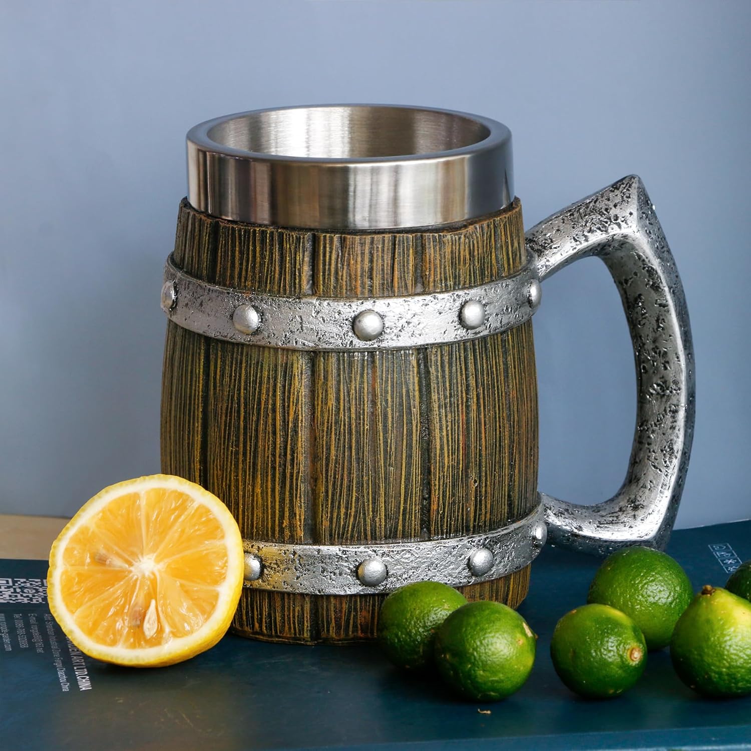 Viking Wooden Barrel Beer Mug - Norse Decor Coffee Cup for Men - Ideal Viking Gift - 21oz Large Nordic Beverage Cup & Beer Stein Tankard - Unique Viking Decor - Image 7