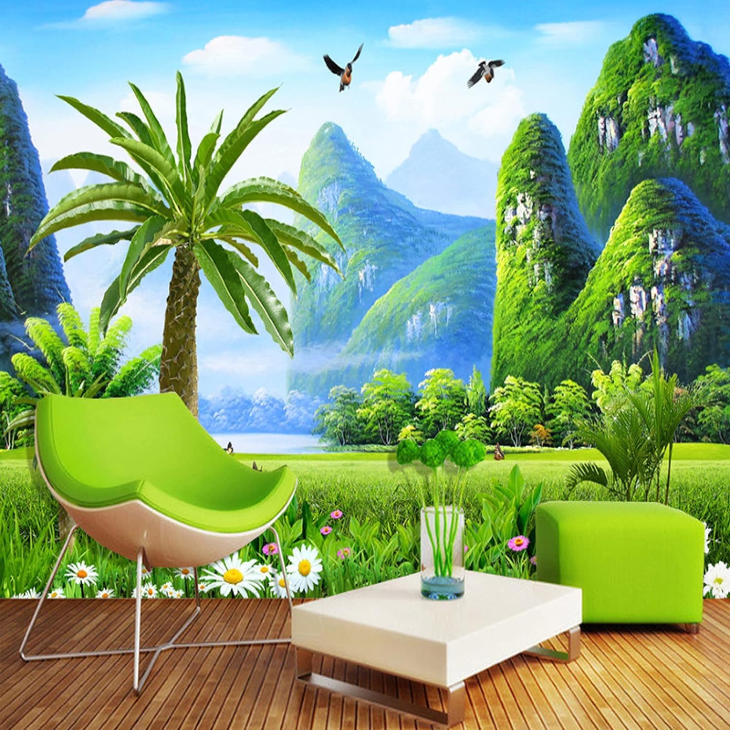 Papier peint 3D paysage de montagne auto-adhésif 450x315 cm