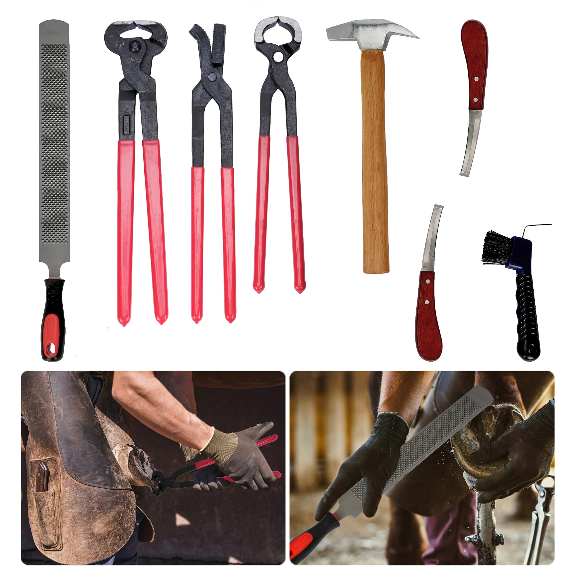 Hufwerkzeug-Set, Hufschneidewerkzeug, für Pferde, Rinder, 8 Stück