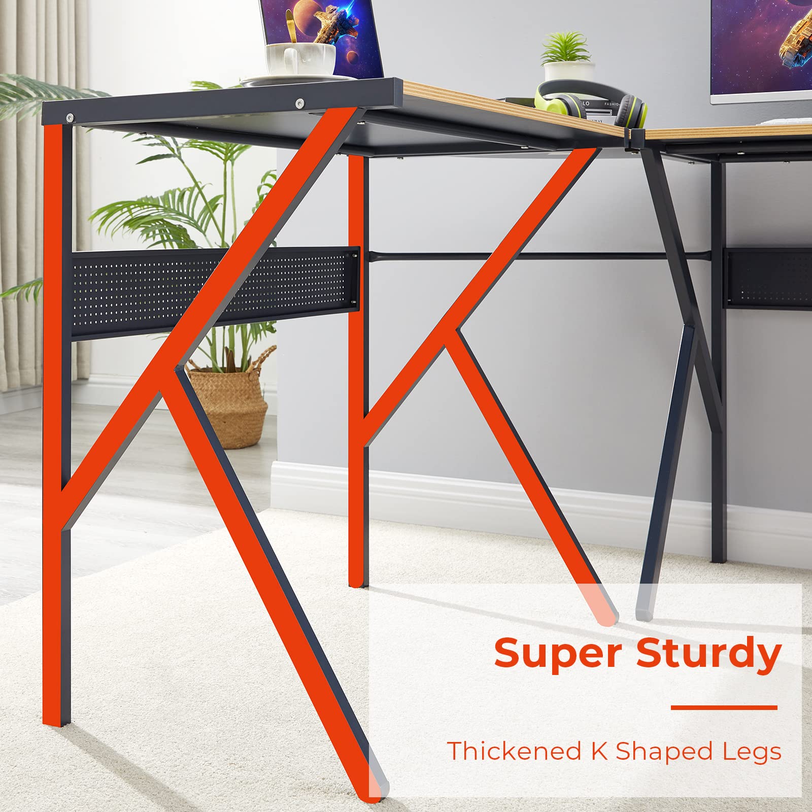 Aingoo Corner Desk L shaped Computer Desk Modern Gaming Desk with Stury