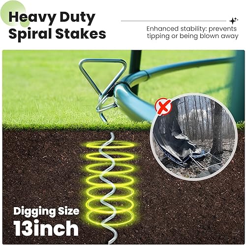 Miniatura 15 de Zupapa Trampolín de 16, 15, 14, 12, 10 pies, con red de seguridad y escalera antideslizante, garantía de calidad de 10 años, perfecto para niños