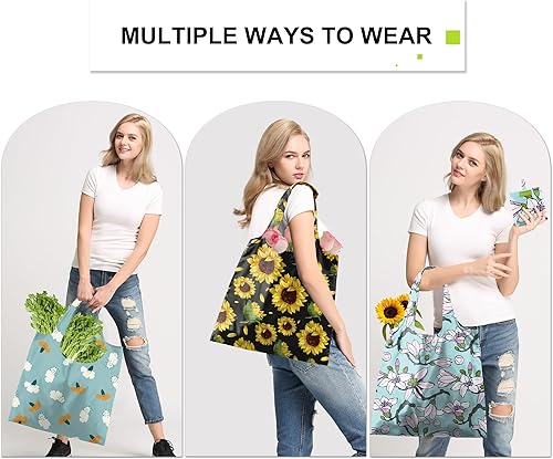 Vista 40 de BeeGreen Bolsas de compras plegables reutilizables con asas, paquete de 12 bolsas de tela de poliéster resistente, bolsas grandes reutilizables