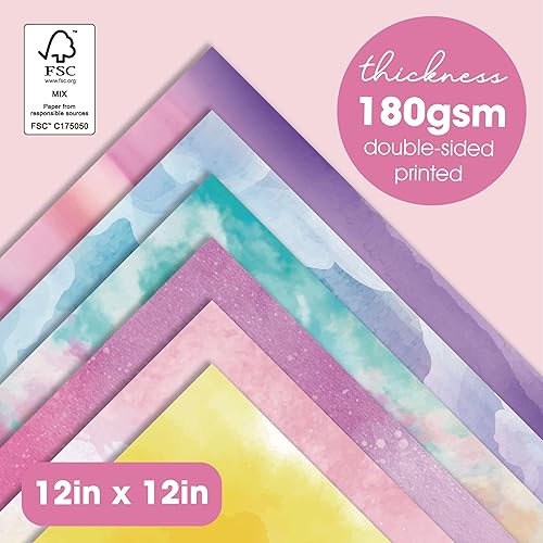 Miniatura 5 de Paquete de 36 hojas de papel de 12 x 12 pulgadas, cartulina, papel decorativo  Acuarela brillante  para hacer tarjetas, planificador de diario,