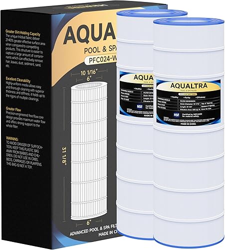 AQUALTRA Filtro de piscina compatible con CC200, C-9419, PAP200, R173217, FC-0688, 200 pies cuadrados, 31 18 pulgadas x 10 116 pulgadas, paquete de 2