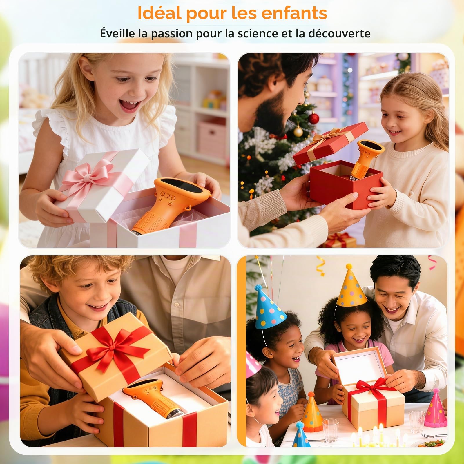 Microscope Portable pour Enfants, 1000X Mini Microscope Numérique avec Écran IPS 2,0" et 8 LED, Microscopes de Poche USB Type-C Compatible PC, Jouet Scientifique pour Enfants dès 3 Ans, Jaune