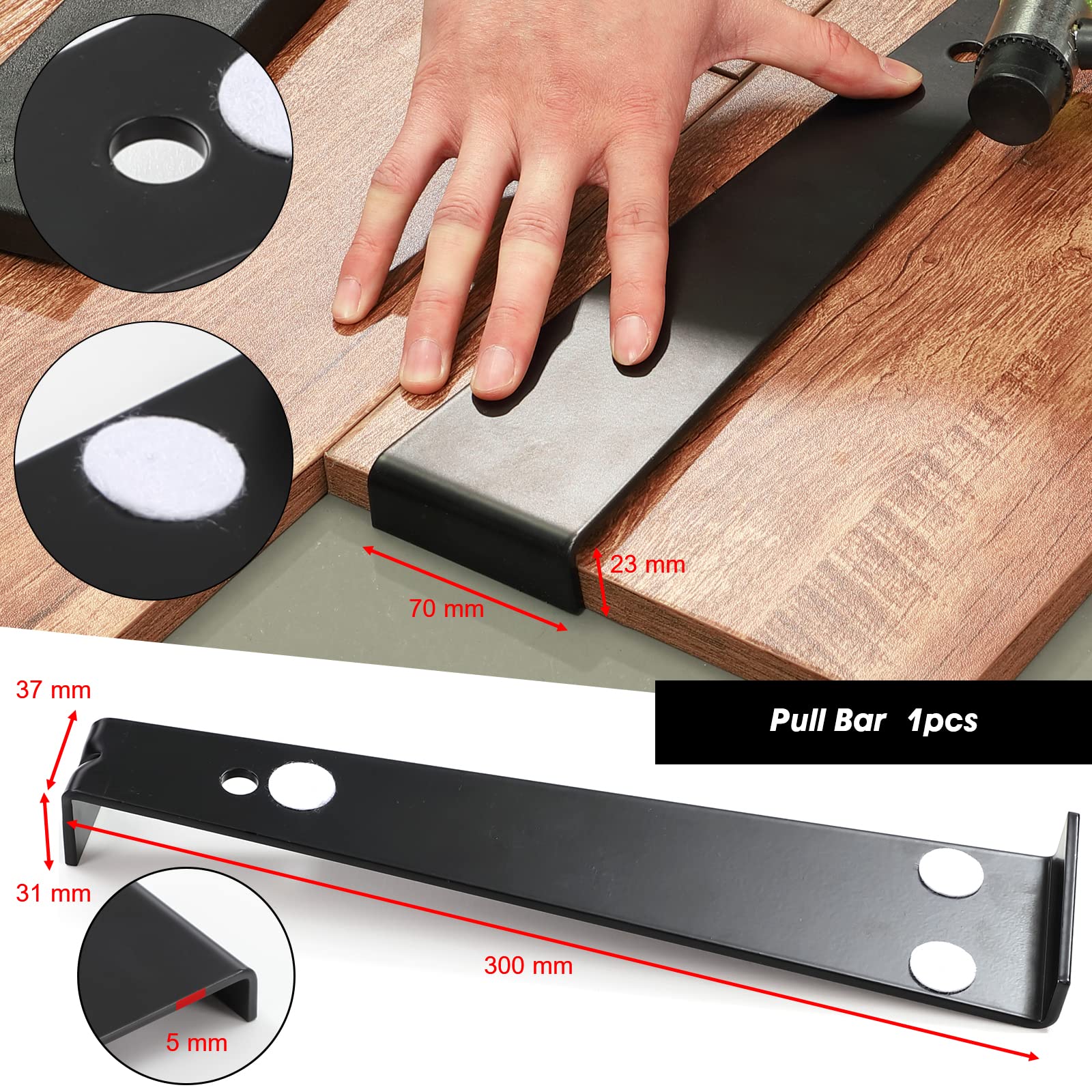 Kit di Installazione per Pavimenti in Laminato, 40 Pezzi Distanziatori, Barra di Trazione, Blocco Solido per Maschiatura, Martello, Accessori per la Posa di Pavimenti in Laminato e Legno