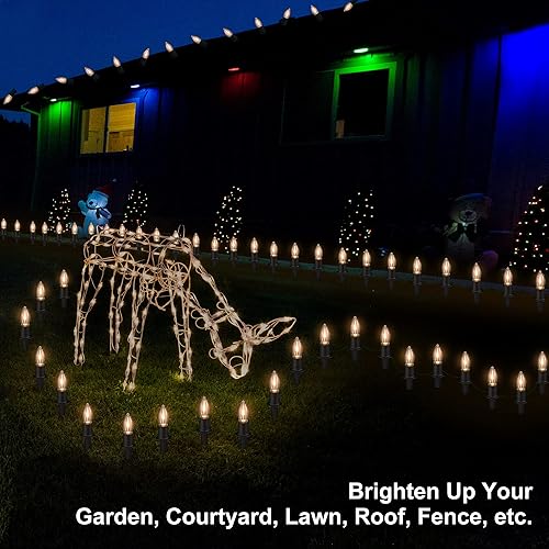 Miniatura 8 de PerPaiMe C9 Luces de camino de Navidad al aire libre LED - 24.2 pies Cadena de luces con 20 bombillas, luces impermeables de camino de Navidad con