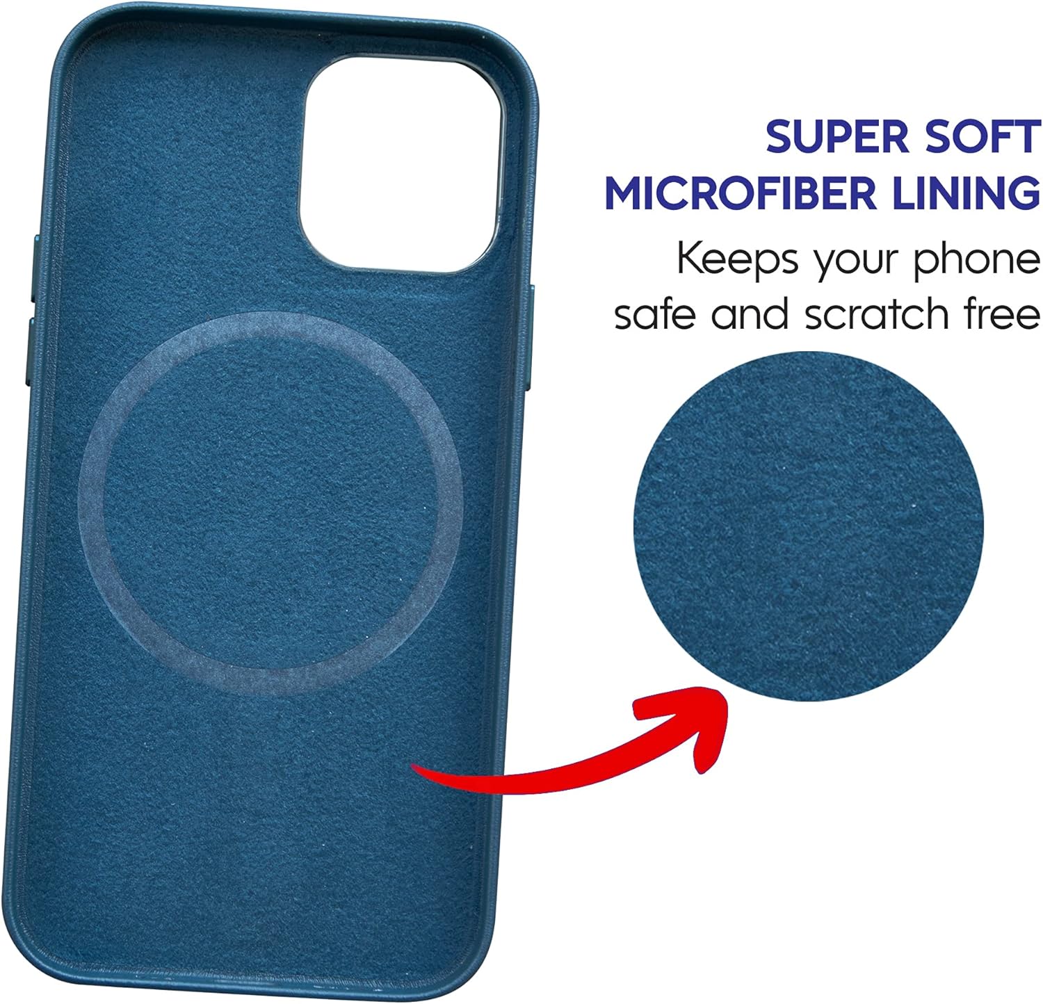 Vegan Leather Magnetic Case for iPhone 12 / iPhone 12 Pro 6.1" [Magnetic Ring] [Slim-Fit] [Scratch Proof] (Baltic Blue)