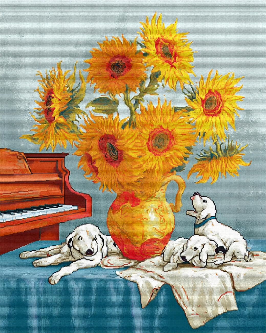 AMBATTERY Flowers DIY Embroidery Beads Set Sunflower Oil Painting Bead Embroidery Kit for Adults Needlepoint Tapestry Set Beaded Stitching 40x50cm