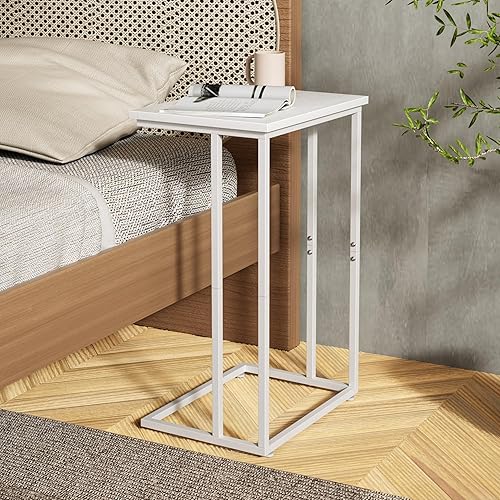 Miniatura 10 de Innerjoin Mesa auxiliar en forma de C, mesa auxiliar C para sofá, sofá y cama, mesa de bandeja de TV que se adapta a espacios pequeños, sala de