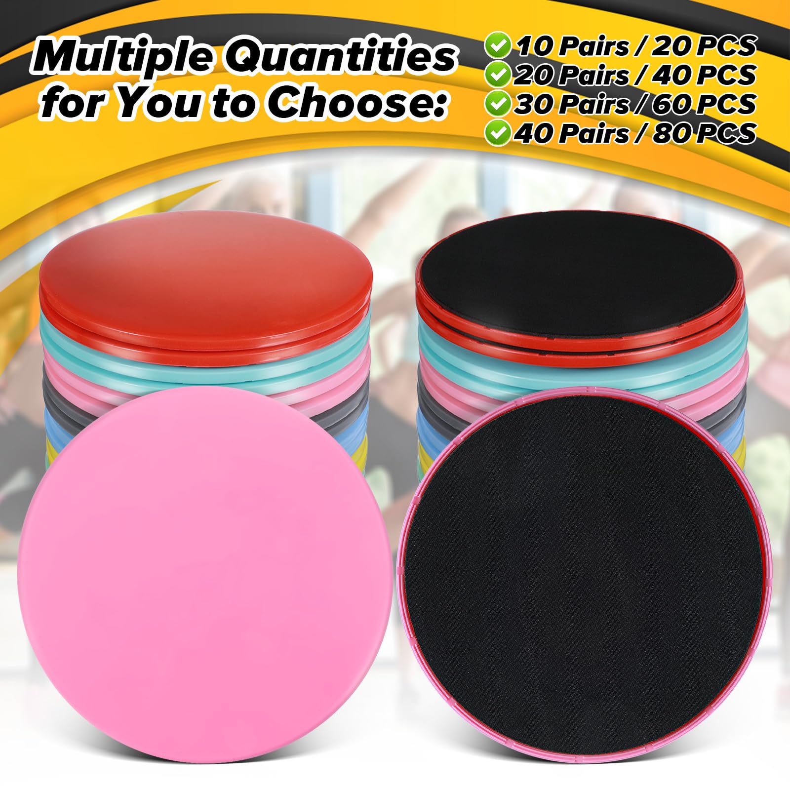 20 Stück Core Sliders Bulk Exercise Glider Discs Geschenke für Gruppentraining, Kurse, Fitness, Slider, Workout, doppelseitige AB-Pads für HIIT Gym Teppich Hartholzboden