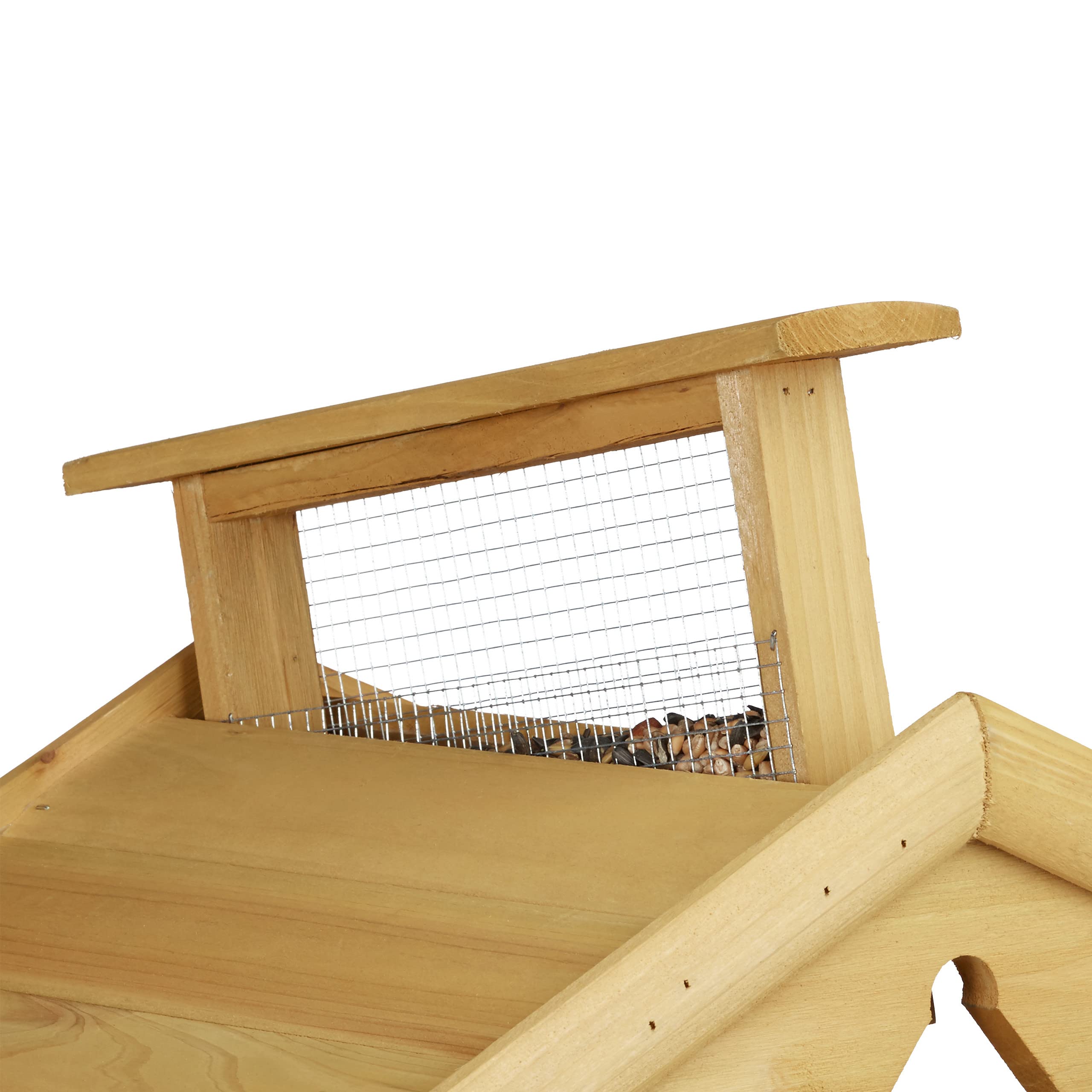 Relaxdays Mangiatoia per Uccelli con Treppiede, Casa con Tetto, Resistente alle Intemperie, 117 x 50 x 50 cm, Marrone
