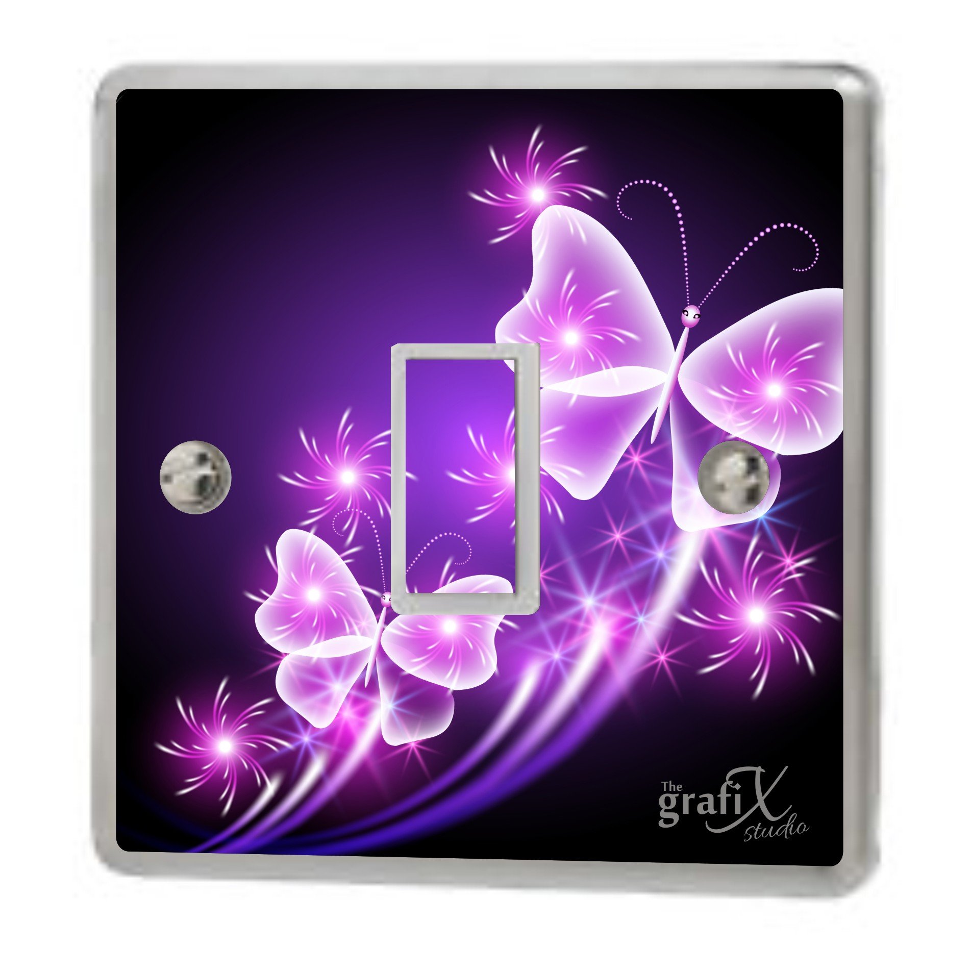 The Grafix Studio Design 5 Flower & Butterflies Light Switch & Double Sticker Vinyl/Skin Cover Sw104