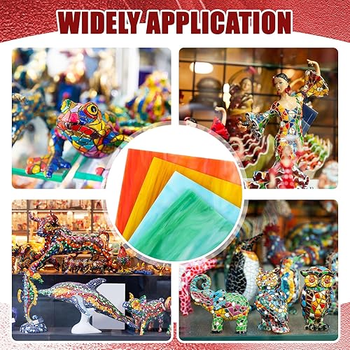 Miniatura 4 de Treela 24 hojas de vitrales de 4 x 6 pulgadas, suministros de vitrales para proyectos de vitrales, variedad de mosaicos, vidrios de colores surtidos