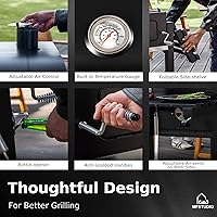 Vista 7 de MFSTUDIO Multifunctional Extra Large 49 Inch BBQ Charcoal Grills with Temperature Control, Side Table and Easy Clean Ash Tray, Barrel Barbecue Grill