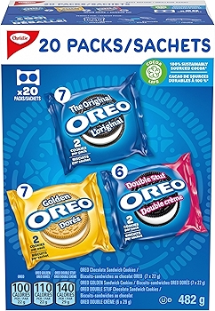 OREO 原味巧克力、双倍奶油和金色香草 sandwich 饼干小吃 упаковки