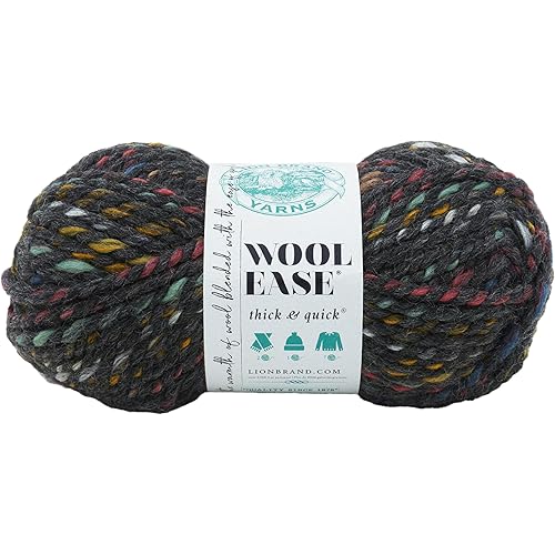 Lion Brand Yarn Wool-Ease Thick & Quick Yarn, Soft and Bulky Yarn for Knitting, Crocheting, and Crafting, 1 Skein, Bedrock