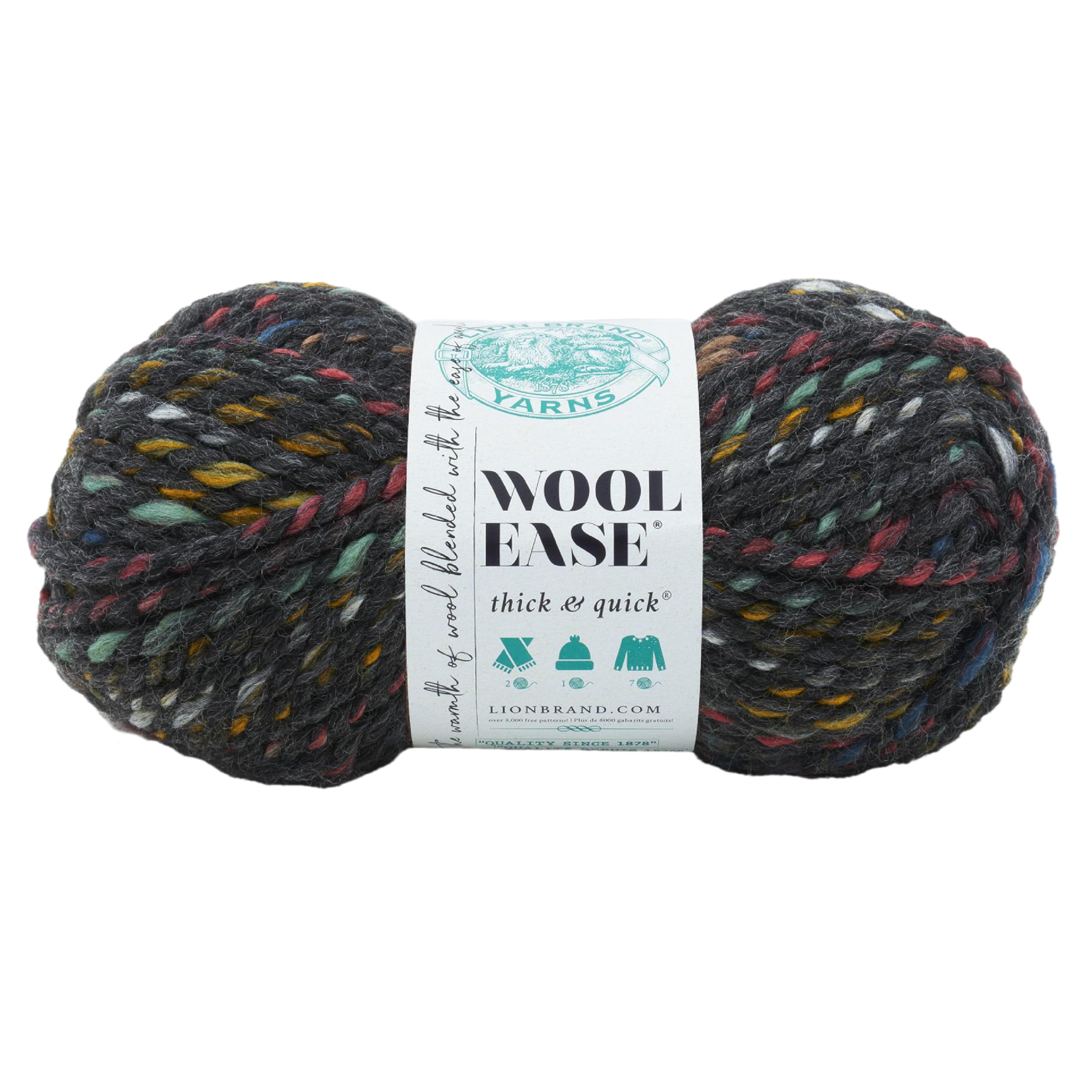 Lion Brand Yarn Wool-Ease Thick & Quick Yarn, Soft and Bulky Yarn for Knitting, Crocheting, and Crafting, 1 Skein, Bedrock
