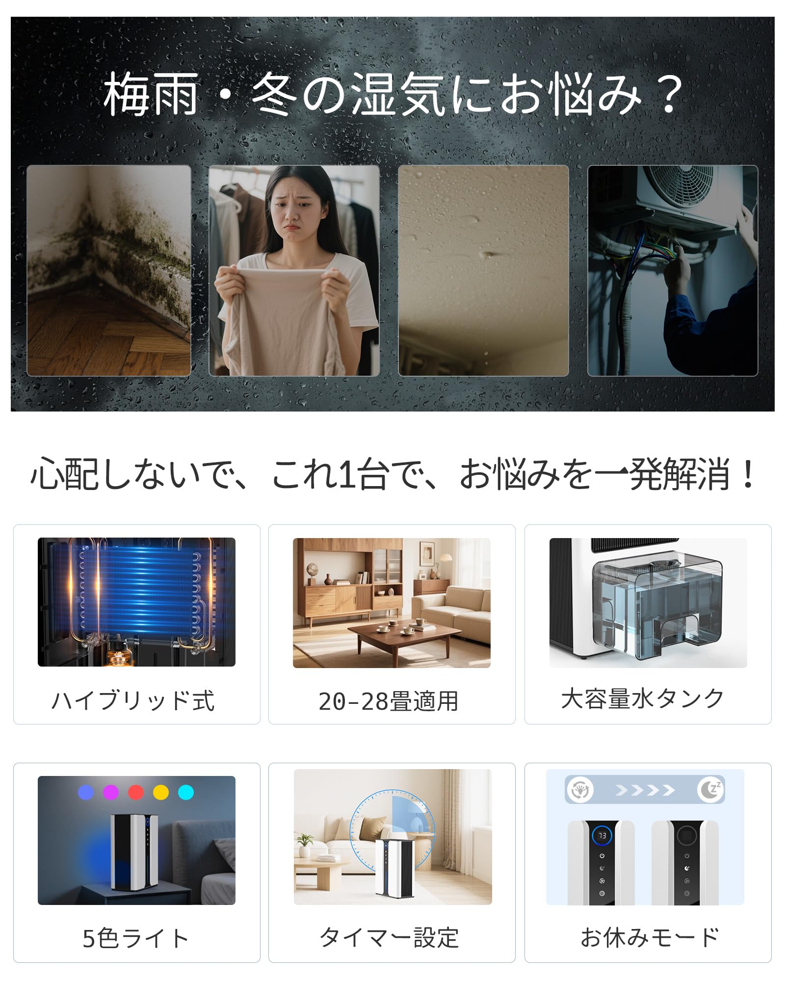 除湿機 大容量3L【ハイブリッド式＆20-28畳】除湿器 強力除湿 衣類乾燥 Amazon | 【Amazon.co.jp限定】除湿機 小型 大容量3L 2L/日【睡眠