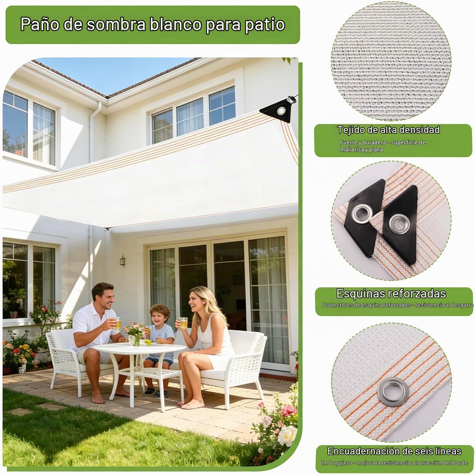 Red de Sombra Blanca 5x6m HDPE Toldo Vela de Sombra Rectangular | Vela Parasol Exterior para Patio,Transpirable/Permeable,efecto refrescante para flores,hortalizas y jardín exterior