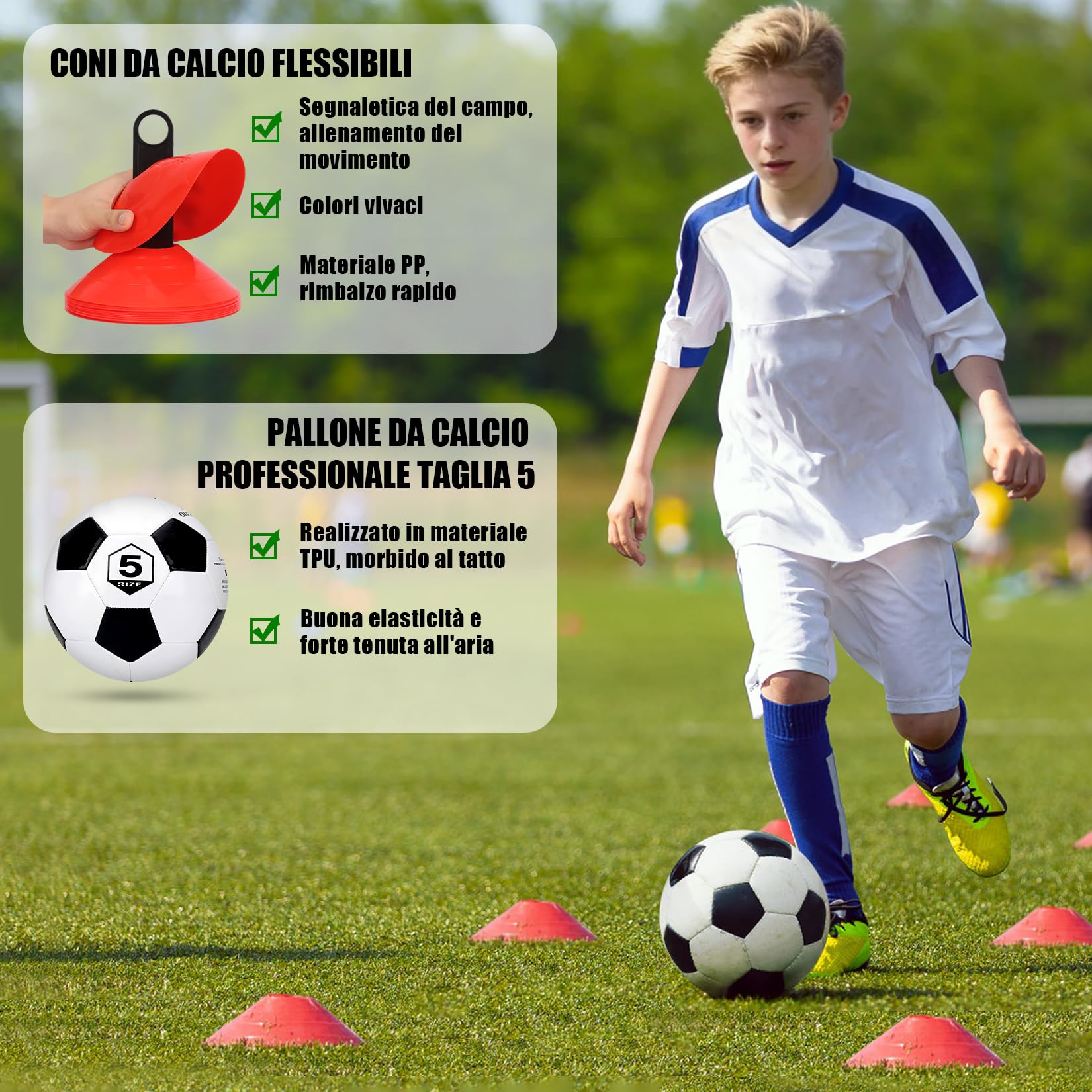 Porte da Calcio per Giardino, Porta da Calcio per 120x90cm, Porticine Da Calcio con Aste In Fibra di Vetro e Reti di Alta Qualità, Bullseye e Borsa per Giardino e Gioco per Interni - 4