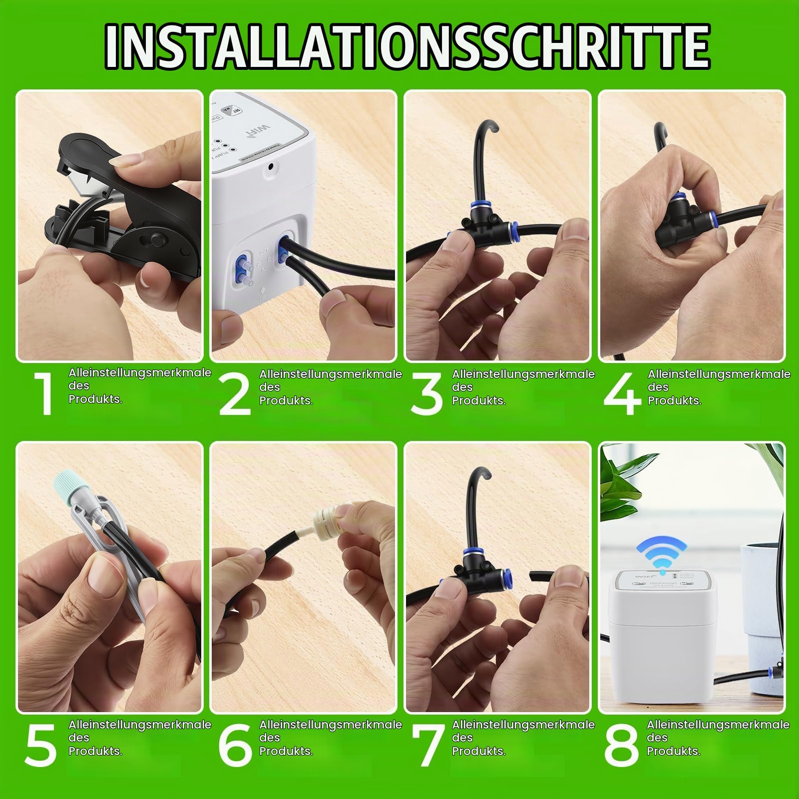 WIFI Automatisches Bewässerungssystem, Einstellbare Wassermenge, Tropfbewässerungsset Gesteuert über APP, Automatische Bewässerung Indoor, Tropfbewässerungsset für bis zu 20 Topfpflanzen