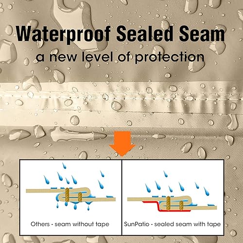 Miniatura 3 de SunPatio Funda rectangular para mesa y sillas de patio, resistente al agua, juego de muebles de exterior para comedor, resistente a la intemperie,