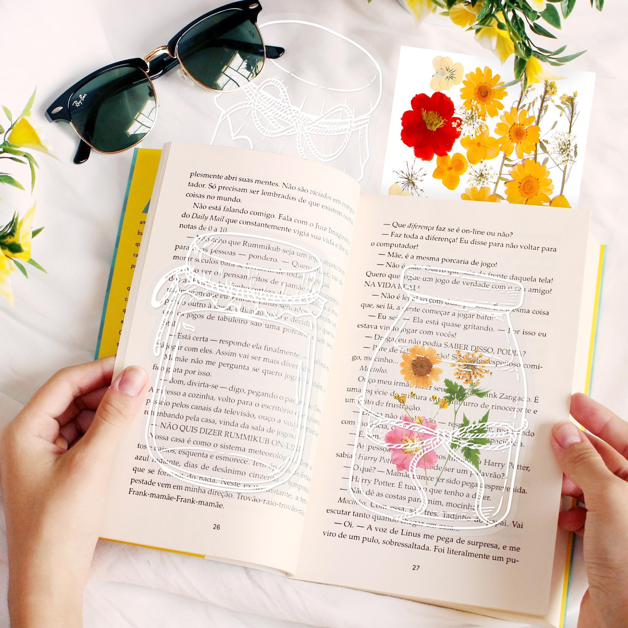 Oecoel Large Size Transparent Dried Flower Bookmarks, 40 - View #4