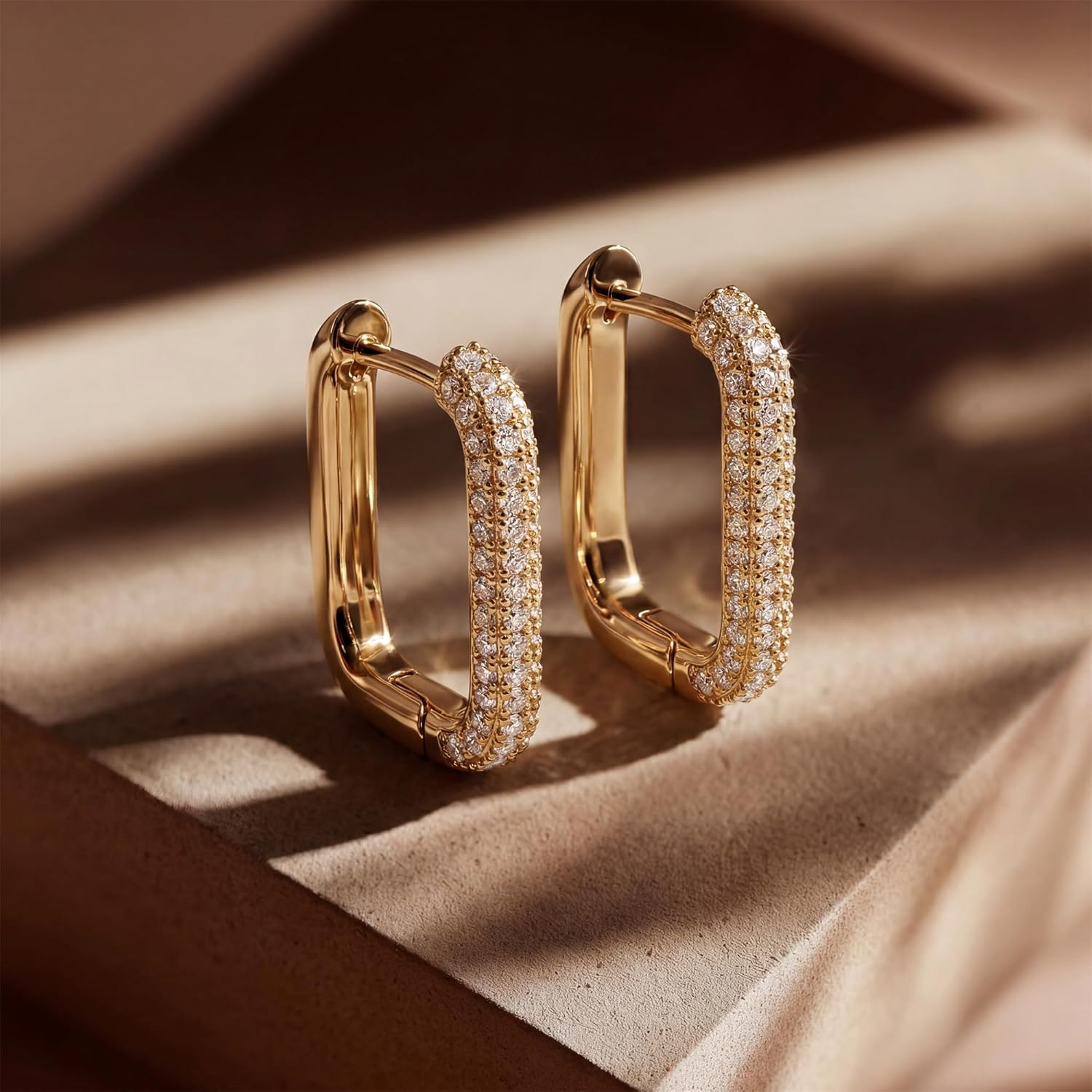 MEVECCO Gold U Shape Huggie Hoop Earrings 18K Gold Plated Dainty Cubic Zirconia Oval Huggie Earring for Women Cute minimalist Fashion Hoops Sleeper Earrings Jewelry - Image 5