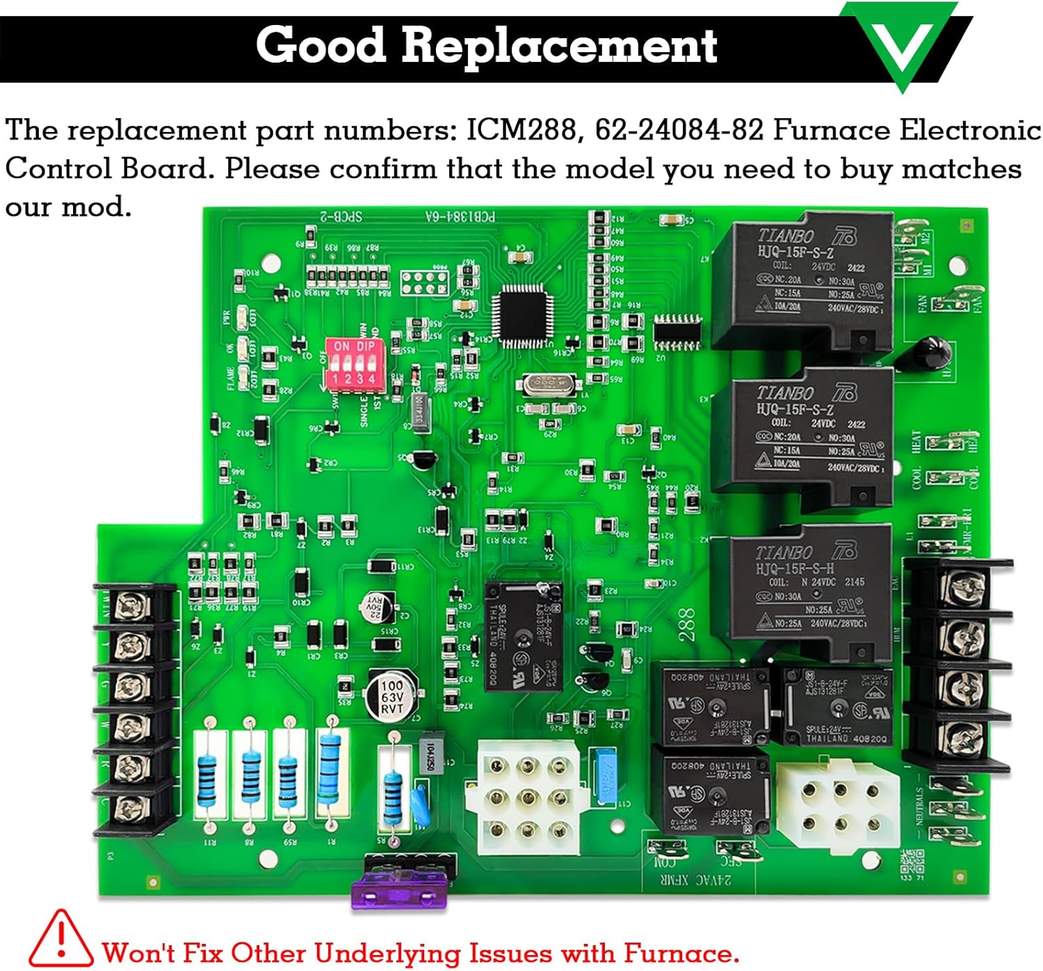 Replacement ICM288 Furnace Control Board, Furnace Control Circuit Ignition Board Module, for Rheem 62-24084-82 Circuit Ignition Board Module