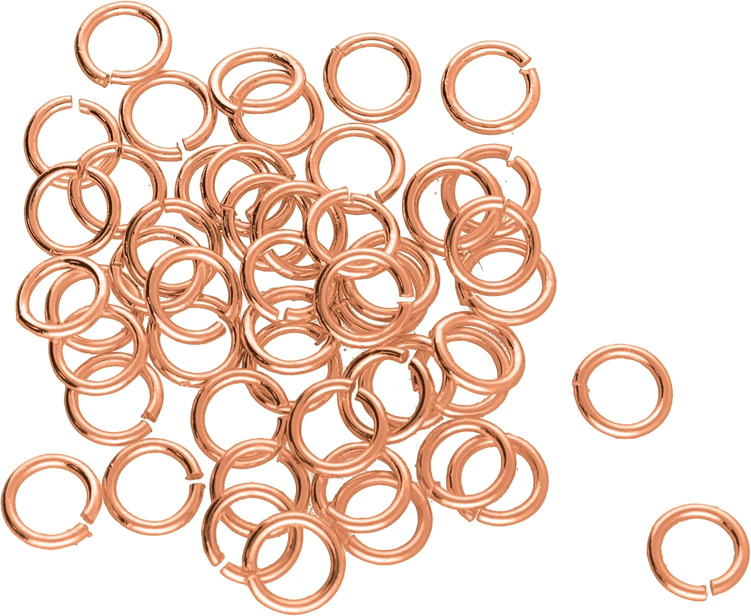 The Beadsmith Open Jump Rings – 4mm, Copper Plated, 22-Gauge (0.7mm) Wire Thickness, 144 Pieces – Findings for Making Keychains, Charms, Chain Mail and Body Jewelry