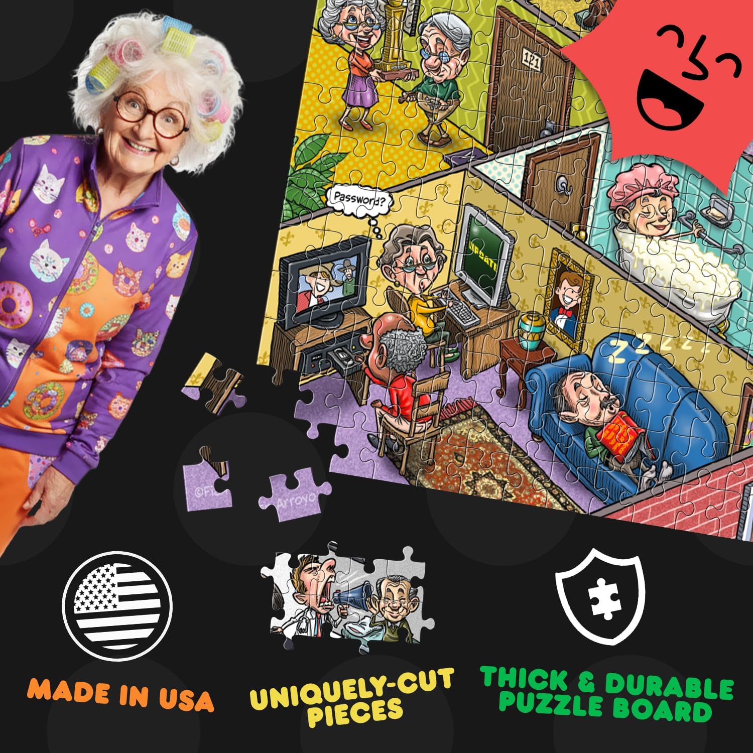 1000-Piece Over the Hill Joke Puzzle – Funny Getting Older Gag Gift | Milestone Birthday Humor Jigsaw for Adults