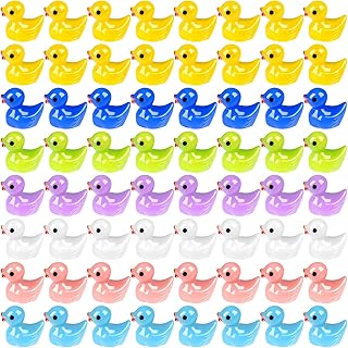 320 Pieces Mini Resin Duck Miniature Ornament Colorful Slime Charms Ducks Tiny Duck Micro Landscape Garden Aquarium Dollhouse Decoration Mini Ducks Bulk Miniature Duck Figures Ornament