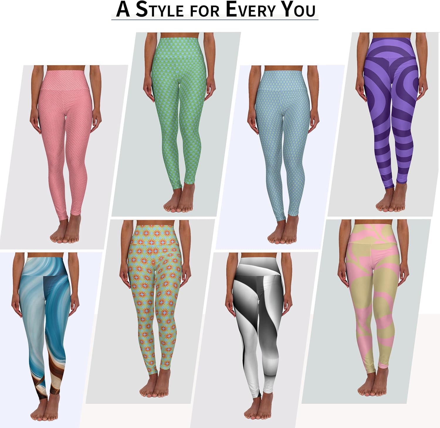 Women’s Yoga Leggings - Printed & Colorful Athletic Leggings Pants for Workout - Cute Patterns - Rhapsody in Monochrome