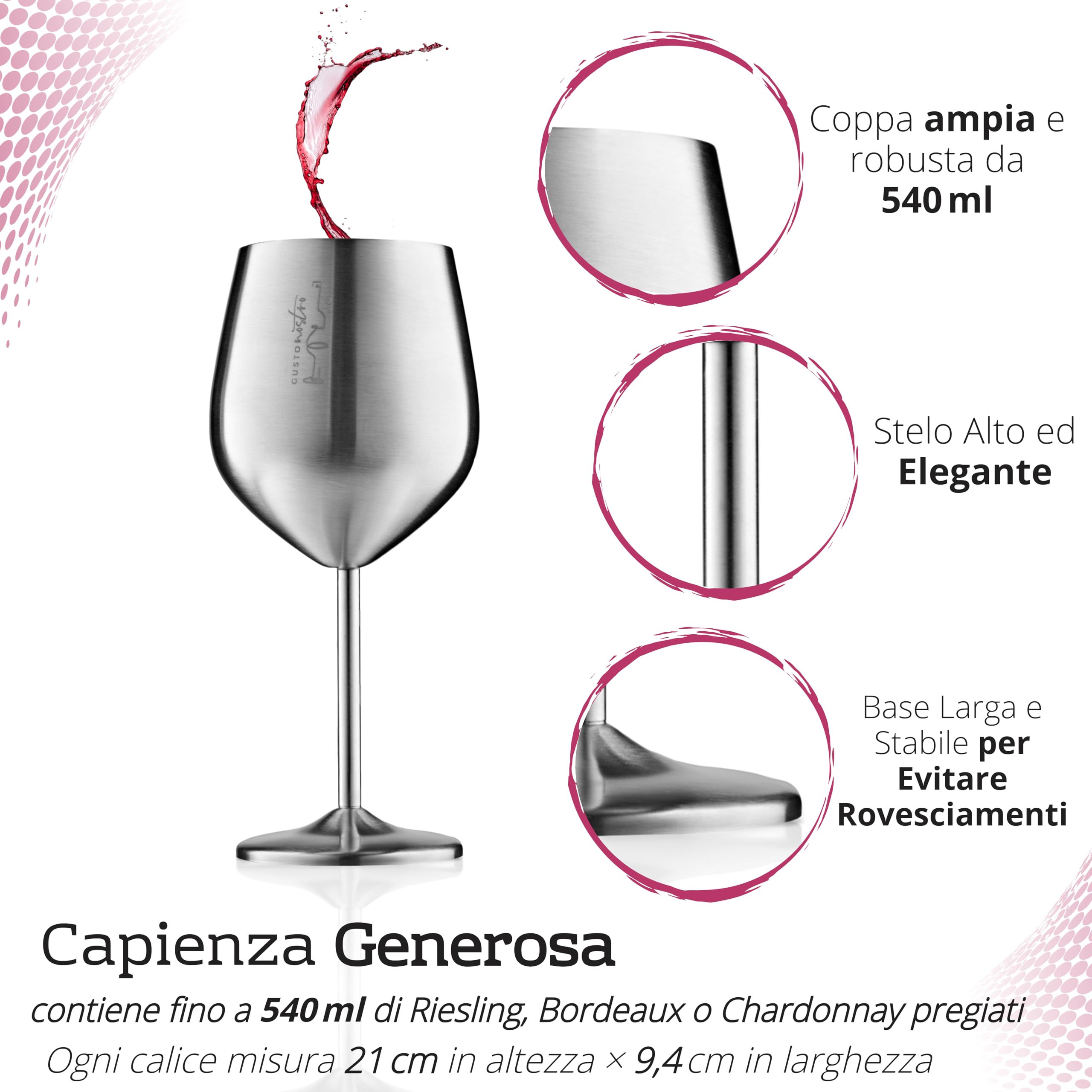Set 2 Bicchieri Da Vino In Acciaio Inox Infrangibili Per Viaggi E Campeggio | Morii Goods - 2