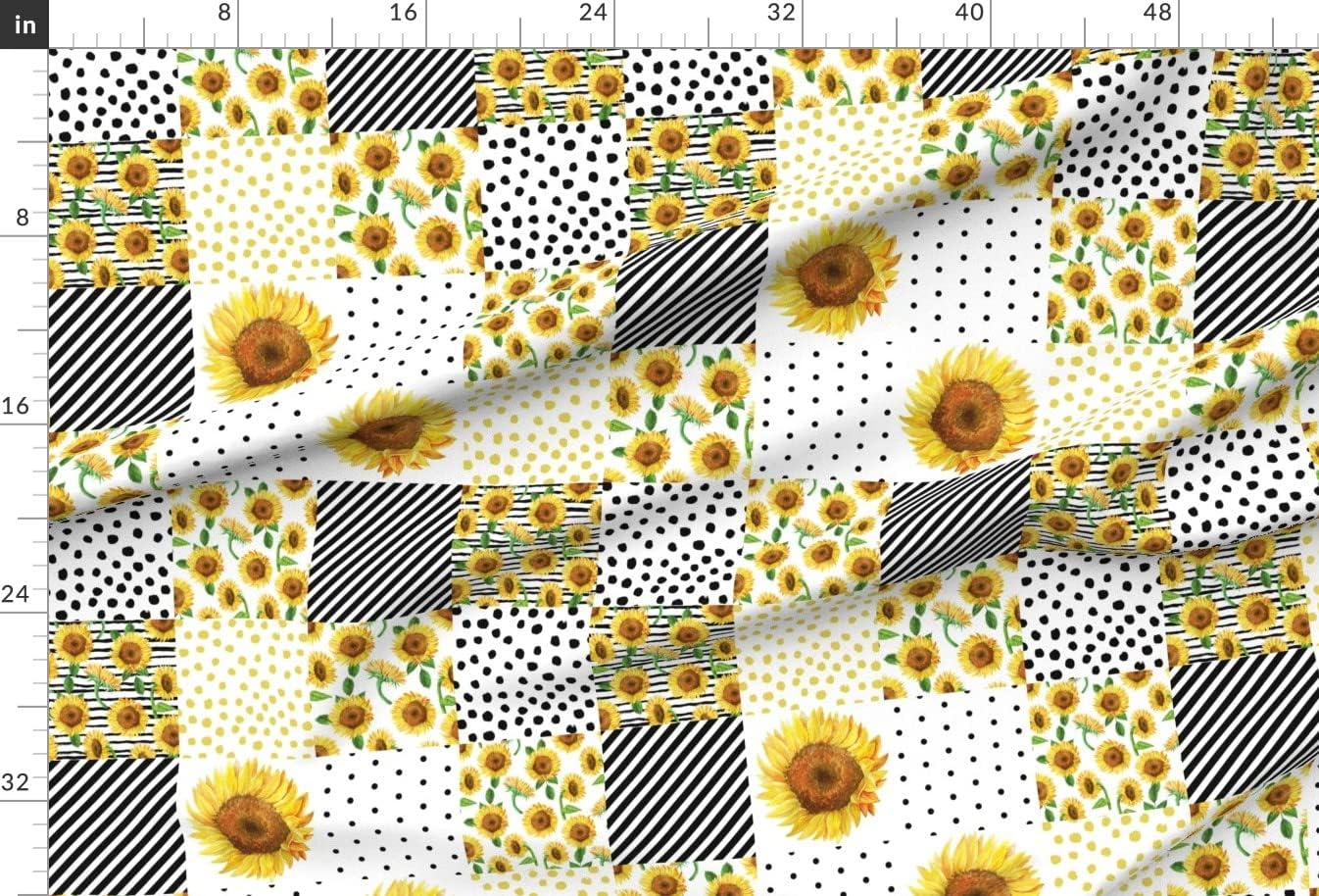 Spoonflower Fabric - Sunflower Sunflowers Quilt Cheater Flower Nursery Baby Girl Yellow Printed on Upholstery Velvet Fabric Fat Quarter - Upholstery Home Decor Bottomweight Apparel