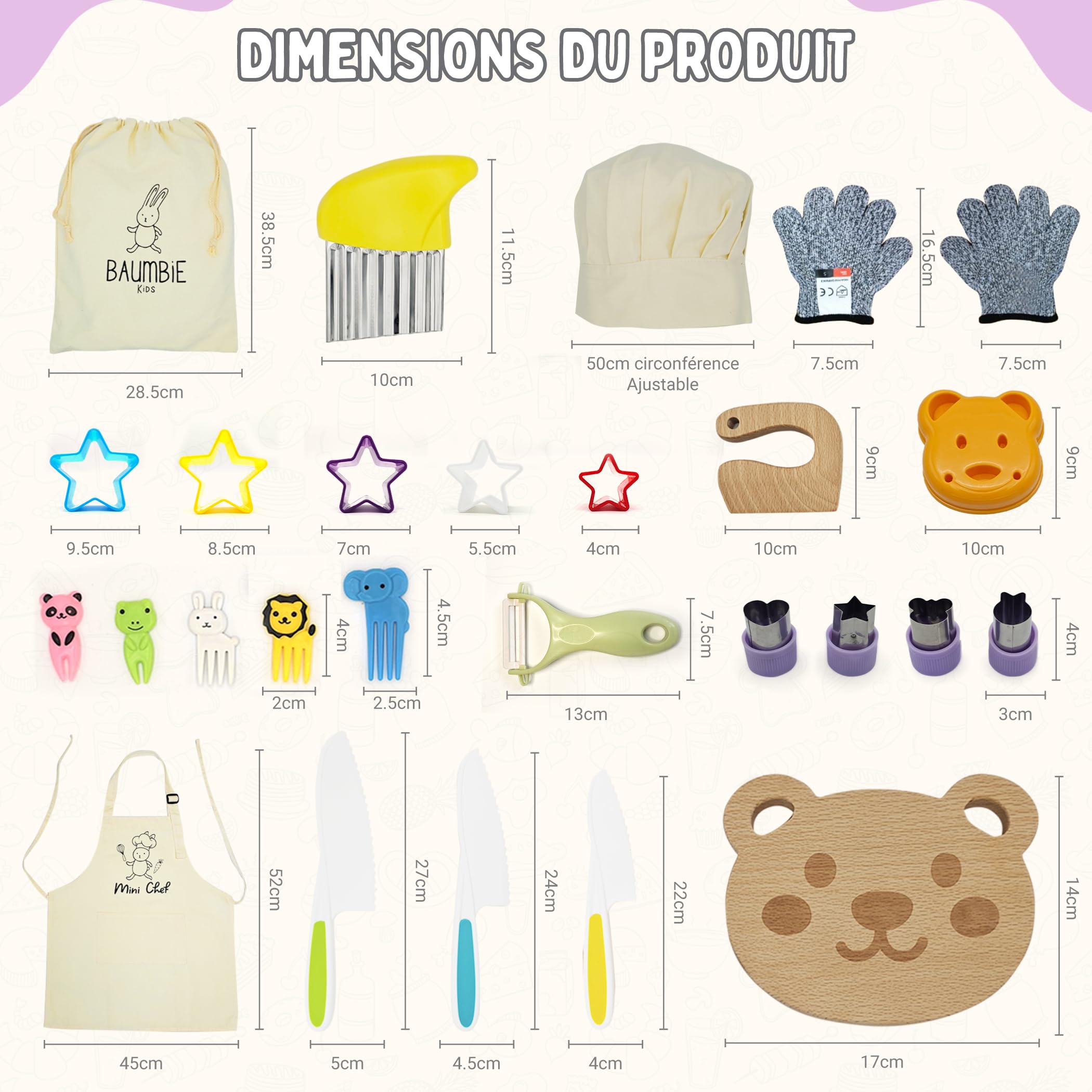 Couteau Cuisine Enfant WSIANNG - 29 Pièces Sécurité - Apprentissage Montessori - Planche Inclus