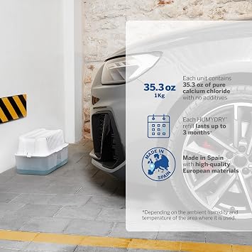 HUMYDRY - Pack of 6 Dehumidifier Devices with 6 Moisture Absorber Refills - 35.3 oz - Large Size - Fragrance Free - Ideal for Spaces Up to 400 sq.FT