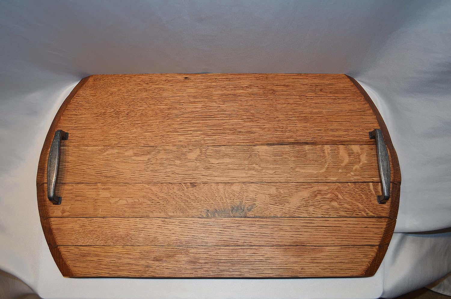 Handmade Oak Bourbon Whiskey Barrel Lid Serving Tray - Rustic Farmhouse- Wedding Gift