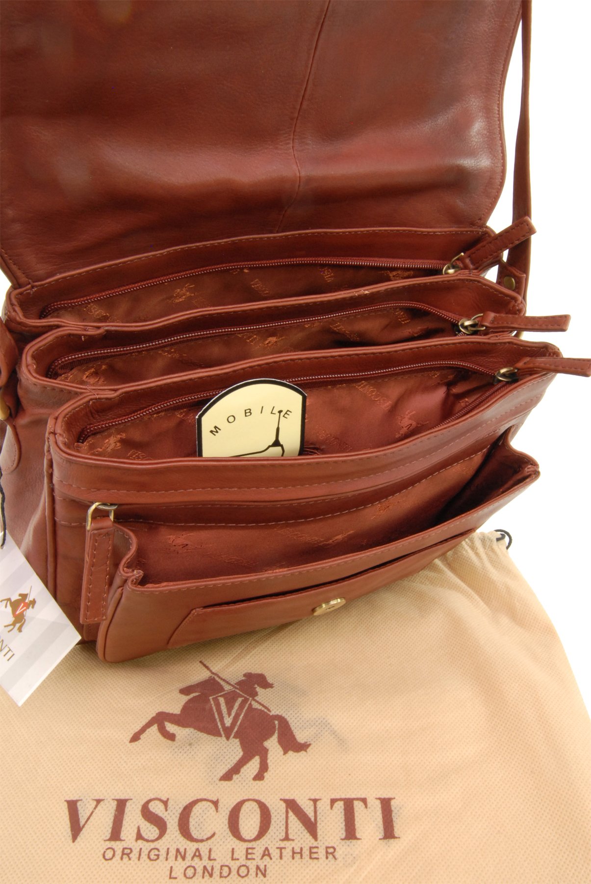 VISCONTI - Bolso Bandolera de Piel para Mujer - Bolso Cruzado Mediano con Multibolsillos - Crossbody Bag con Correa Ajustable - Atlantic 2195