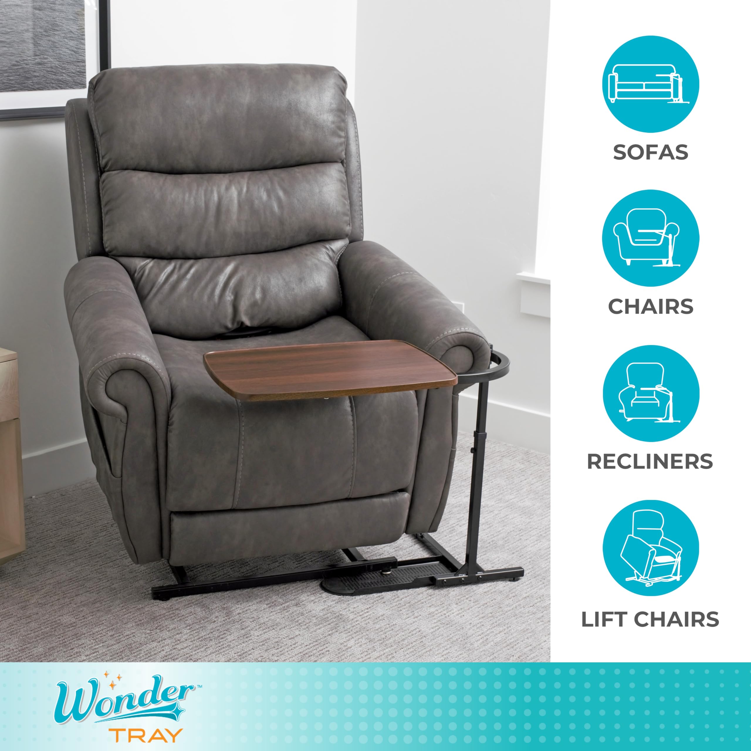 Stander Wonder Tray, Adjustable Swivel Table, Large Laptop Stand, Couch  Desk, Side Tables Gaming Bench, TV-Trays for Eating on Couches, Chairs