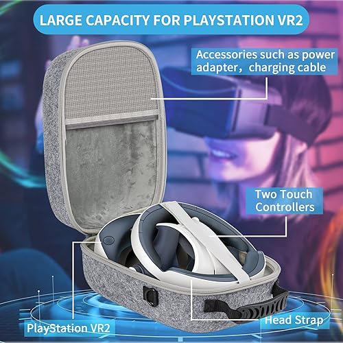 Miniatura 6 de HuiJuKeJi Hard Carrying Case Compatible with PlayStation VR2 Gaming Headset and Touch Controllers Accessories,Anti-collision Box for PSVR2 with