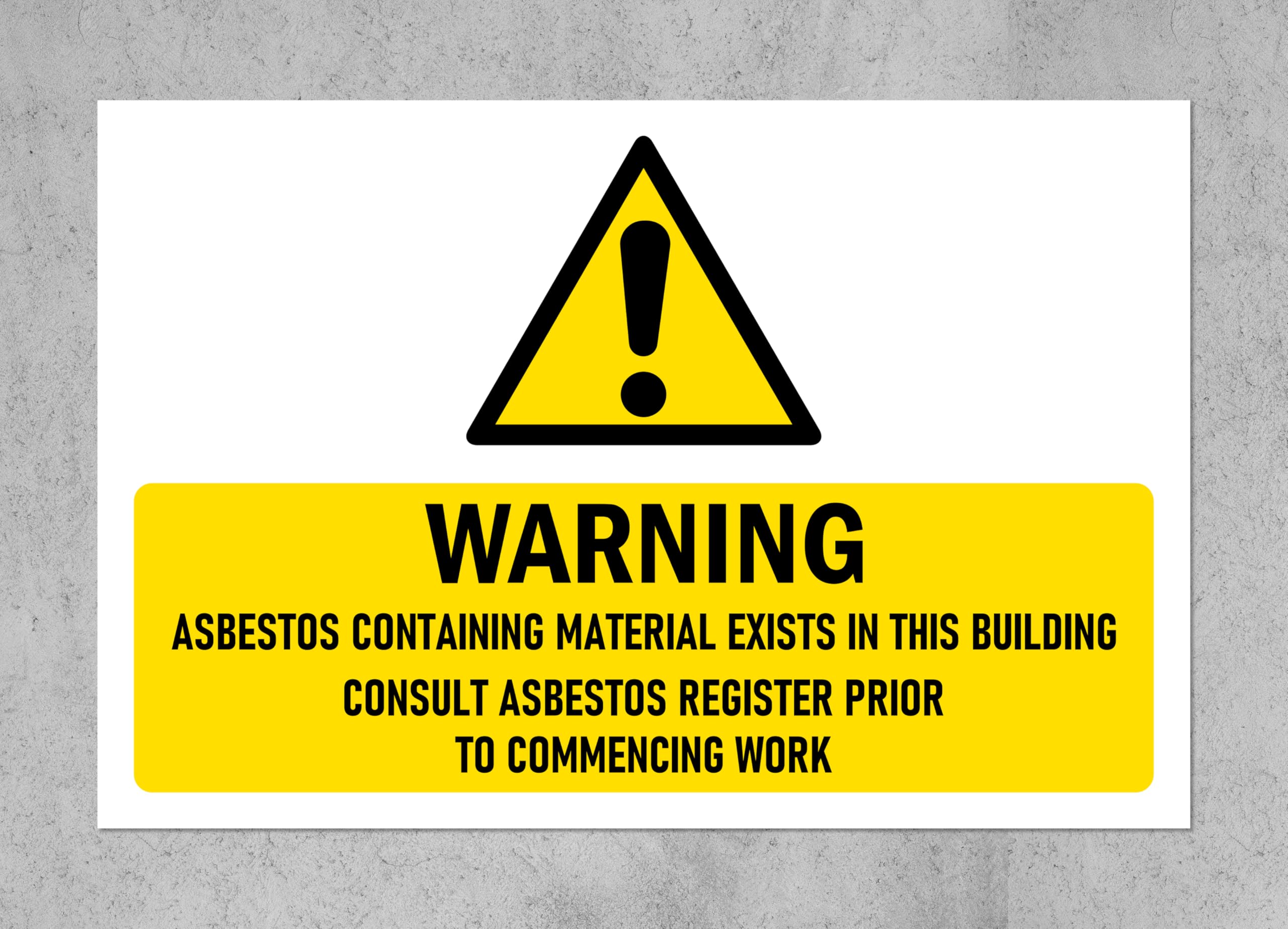 Warning, asbestos containing materials, safety sign - 3mm Aluminium sign (200mm x 150mm)