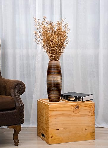 Miniatura 2 de Leewadee Jarrón marrón para decoración del hogar, florero bohemio de madera para hierba de las pampas, 14 pulgadas de alto
